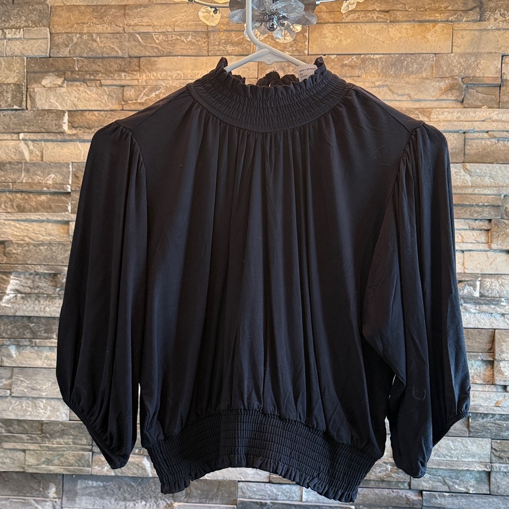 VENUS Black Smocked Women's Blouse